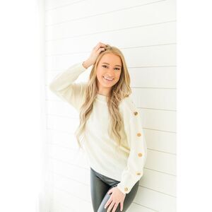 Miss Sparkling Button Sleeve Sweater
